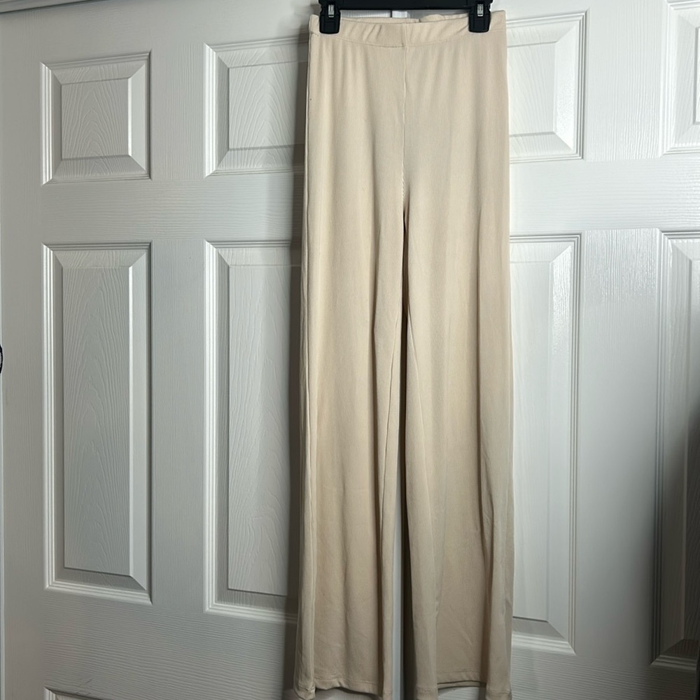 Princess Polly Tan Cream Pull On Pants Strech 2
